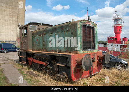 A Ruston diesel locomotive shunting engine at Sharpness Docks, Gloucestershire, United Kingdom Stock Photo