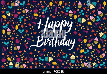 Happy Birthday Celebration Greeting Card Illustration Design Stock Vector