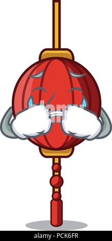 Crying chinese lantern mascot cartoon Stock Vector