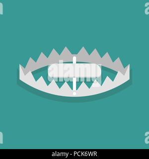 Bear trap in flat style. Vector illustration Stock Vector