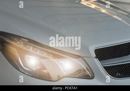 Modern luxury car headlight. Stock Photo