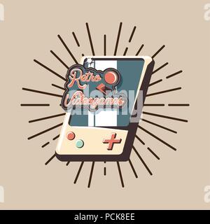 retro videogames design with portable videogame over white background, colorful design. vector illustration Stock Vector