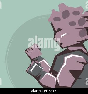 retro videogames design with monster character over green background, colorful design. vector illustration Stock Vector