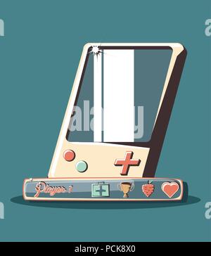 retro videogames design with portable videogame icon over blue  background, colorful design. vector illustration Stock Vector