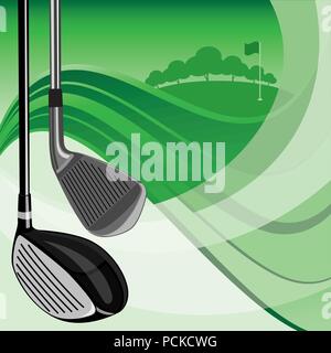 Golf Club Background Two golf clubs over a gradient golf background. Stock Vector