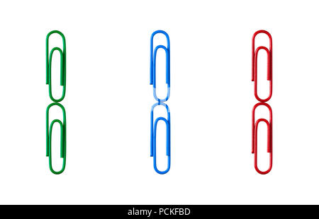 Multi-colored figures from paper clips isolated on white background. Number one. Stock Photo