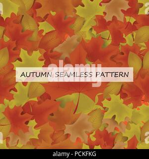 Autumn leafs seamless pattern for background, wallpaper, textile, screen display, decoration. Stock Vector