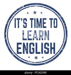 It's Time to Learn English sign or stamp on white background, vector illustration Stock Vector