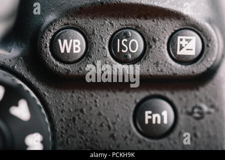 White Balance, ISO And Exposure Compensation Buttons On Digital Camera Stock Photo