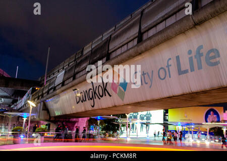 Bangkok, Thailand - April 30, 2018: People walking around Siam square at late evening Stock Photo