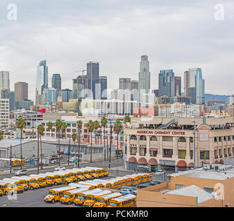 weather forecast buildings downtown los angeles california unified school district bus schedule Stock Photo