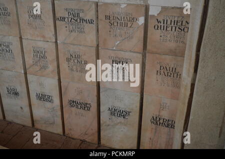Marble tiles in memory of people who died Stock Photo