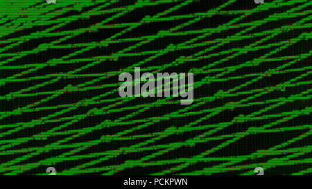Binary network texture of digital data. Green mesh, digits one, zero. Dark black background. Idea of digitization, software, internet, cyber security. Stock Photo