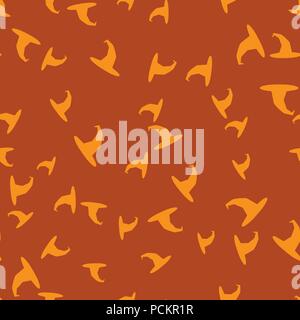 Witch hat Halloween pattern seamless. Vector illustration. Orange hat brown background. All Saints Eve. Stock Vector