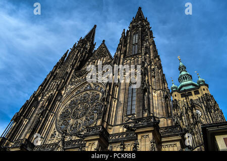 The Metropolitan Cathedral of Saints Vitus, Wenceslaus and Adalbert is a Roman Catholic metropolitan cathedral in Prague. Stock Photo