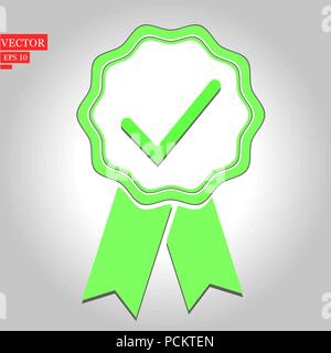 Green approval certificate vector illustration isolated on white background Stock Vector