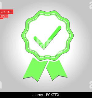 Green approval certificate vector illustration isolated on white background Stock Vector