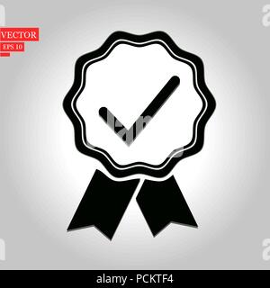 Approved or certified medal icon in a flat design. Award symbol isolated on white background Simple rosette icon in black Vector illustration for graphic design, Web, UI, mobile upp Stock Vector