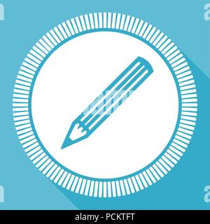 Pencil editable flat vector icon, design square web button, draw blue computer and smartphone application sign in eps 10 Stock Vector