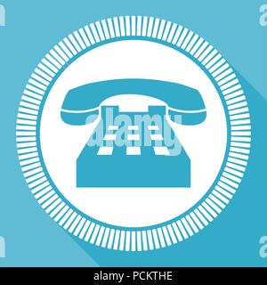 Phone editable flat vector icon, call square web button, contact blue computer and smartphone application sign in eps 10 Stock Vector