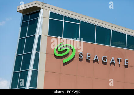 A logo sign outside of a facility occupied by Seagate Technology in Longmont, Colorado, on July 21, 2018. Stock Photo