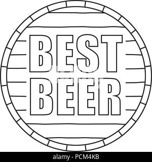 Line art black and white best beer text on barrel Stock Vector