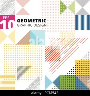 Abstract multicolor geometric pattern. Trendy geometric elements modern design. Vector illustration Stock Vector
