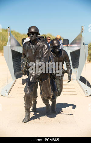 A memerial and sculptures of landing crafts and soldiers at the Utah beach D-Day museum, Normandy, France. Stock Photo