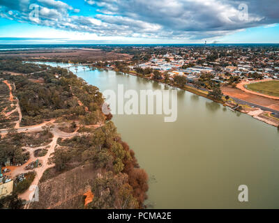 Murray River And Berri Town In Riverland South Australia Aerial