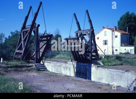 The bridge at Langlois near Arles, Provence. The bridge was a subject for Vincent van Gogh. Stock Photo