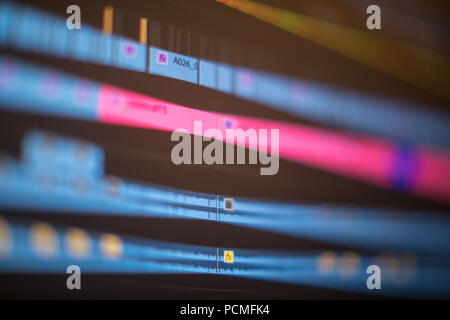 Video editing time line on computer screen Stock Photo