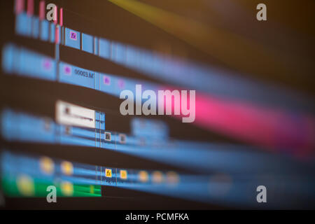 Video editing time line on computer screen Stock Photo