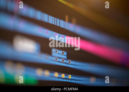 Video editing time line on computer screen Stock Photo