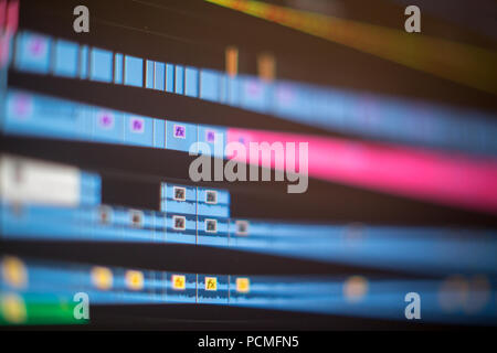 Video editing time line on computer screen Stock Photo
