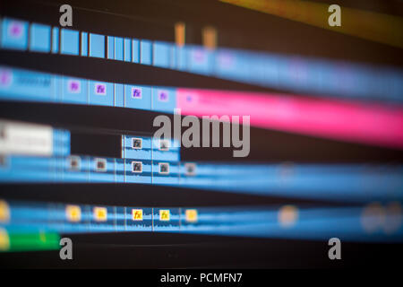 Video editing time line on computer screen Stock Photo
