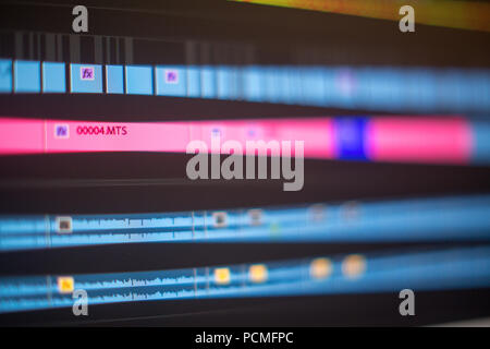 Video editing time line on computer screen Stock Photo