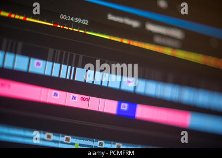Video editing time line on computer screen Stock Photo