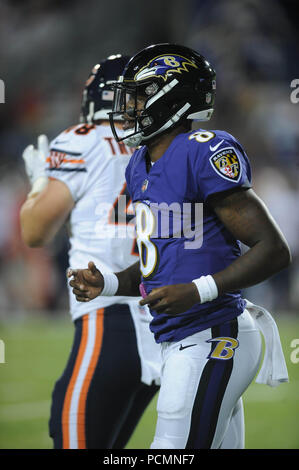 August 2nd, 2018: Ravens #3 Robert Griffin III during the Chicago Bears vs Baltimore  Ravens at Tom Benson Hall of Fame Stadium in Canton, Ohio. Jason  Pohuski/CSM Stock Photo - Alamy