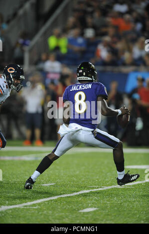 August 2nd, 2018: Ravens #3 Robert Griffin III during the Chicago Bears vs Baltimore  Ravens at Tom Benson Hall of Fame Stadium in Canton, Ohio. Jason  Pohuski/CSM Stock Photo - Alamy