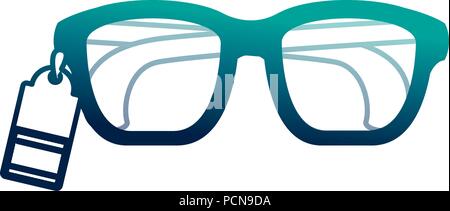 glasses vision tag price commerce vector illustration neon desing Stock Vector