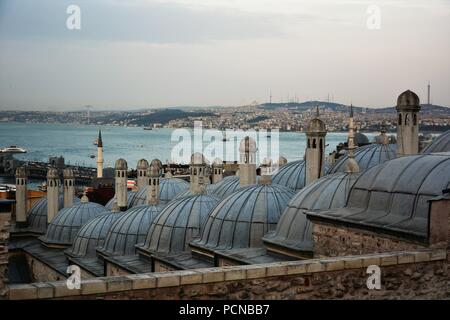 Marmara Sea and Bosphorus of Istanbul view from Suleymaniye Mosque Garden Stock Photo