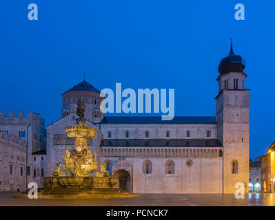 Trento Cathedral at night. Cattedrale di San Vigilio, Duomo di Trento. Stock Photo