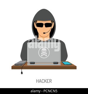 Cyber Crime Concept with Hacker Stock Vector