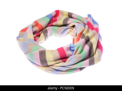 Striped scarf on a white background. Stock Photo