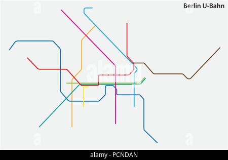 colored subway vector map of Berlin, germany. Stock Vector
