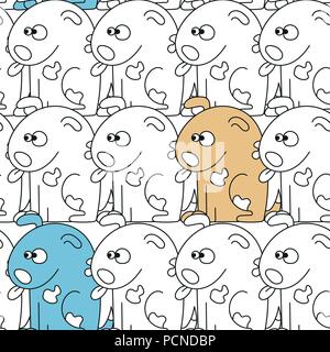 Seamless pattern with cute dogs. Vector illustration with funny puppies Stock Vector