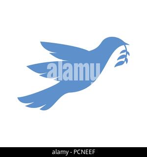 Peace Symbol Dove Carrying Branch Vector Symbol Graphic Logo Design Template Stock Vector