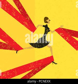 Caught in Red Tape. A woman caught in red tape. Stock Vector