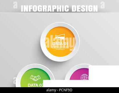 Infographics circle paper with 3 data template. Vector illustration abstract background. Can be used for workflow layout, business step, brochure, fly Stock Vector
