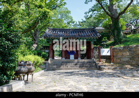 Namhae, South Korea - July 29, 2018 : Chungnyeolsa shrine in Namhae County, South Gyeongsang Province Stock Photo